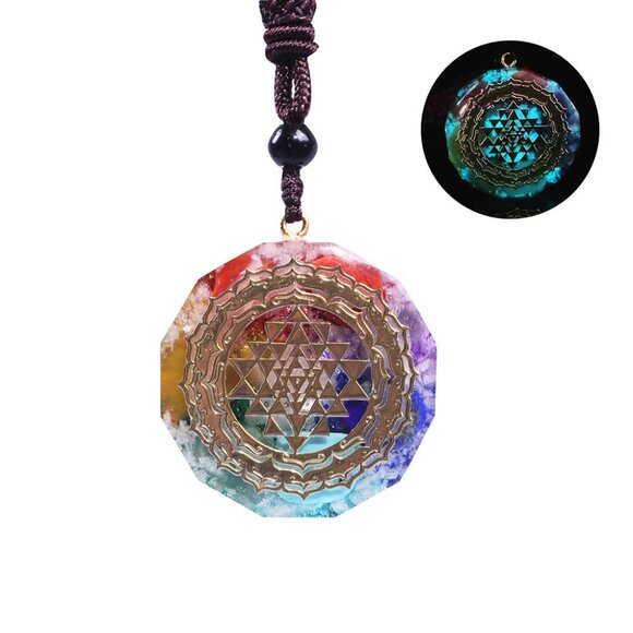 Orgonite Necklace Sri Yantra Pendant Sacred Geometry Chakra Energy Meditation